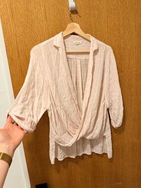 silence + noise Pale Blush Draped V-Neck Blouse